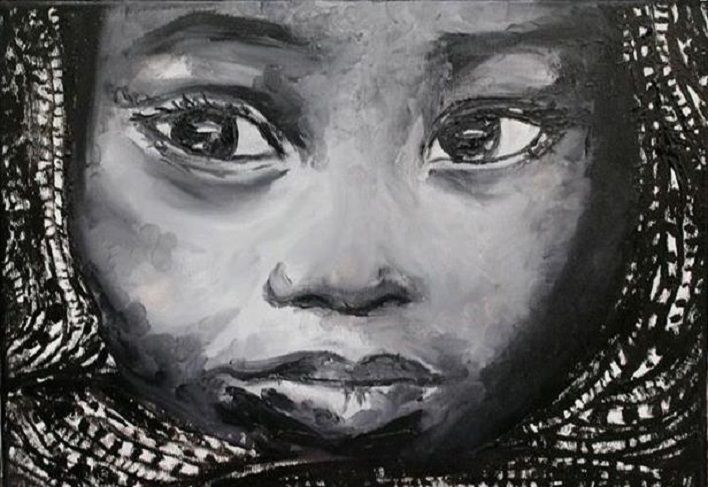 Painting titled "petite-fille.jpg" by Africatitou, Original Artwork, Oil