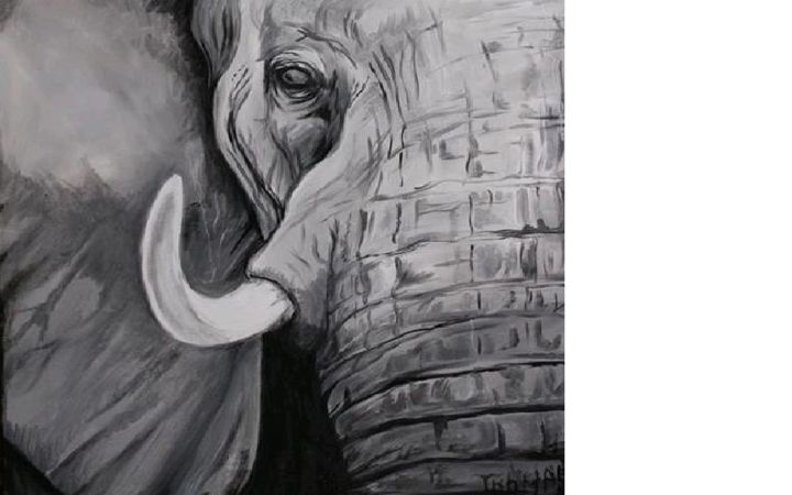 Pittura intitolato "elephant.jpg" da Africatitou, Opera d'arte originale, Olio