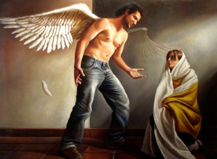 Painting titled "mensaje a maria" by Maldonado, Original Artwork