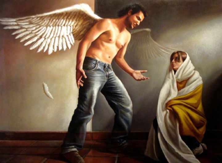 Pintura titulada "mensaje a maria" por Maldonado, Obra de arte original,