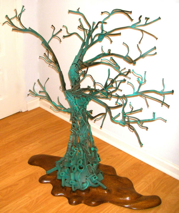 Sculpture intitulée "Iron Tree Sapling" par Aureliano De Aguiar, Œuvre d'art originale, Métaux