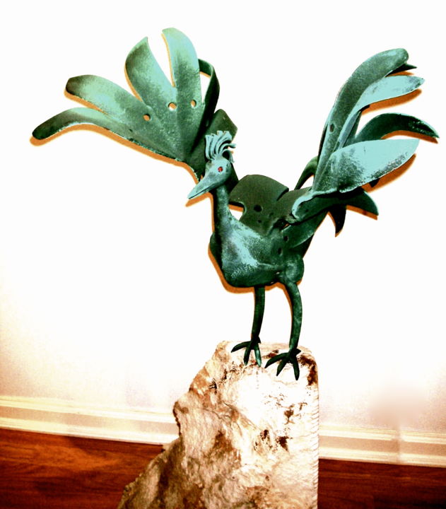 Scultura intitolato "Phoenix" da Aureliano De Aguiar, Opera d'arte originale, Metalli