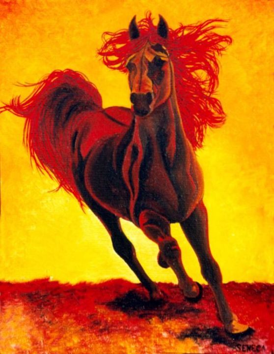 Painting titled "Cheval de Feu" by Sénéca A, Original Artwork