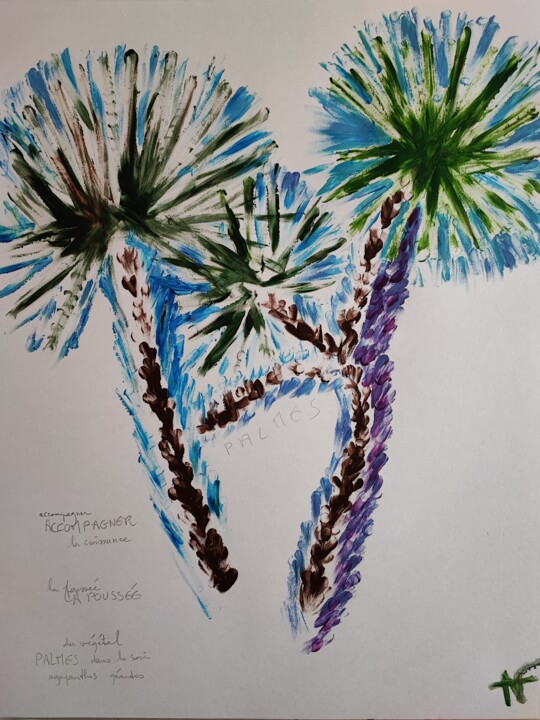 Painting titled "Agapanthes" by Aurelie Foglia, Original Artwork, Acrylic Mounted on Cardboard