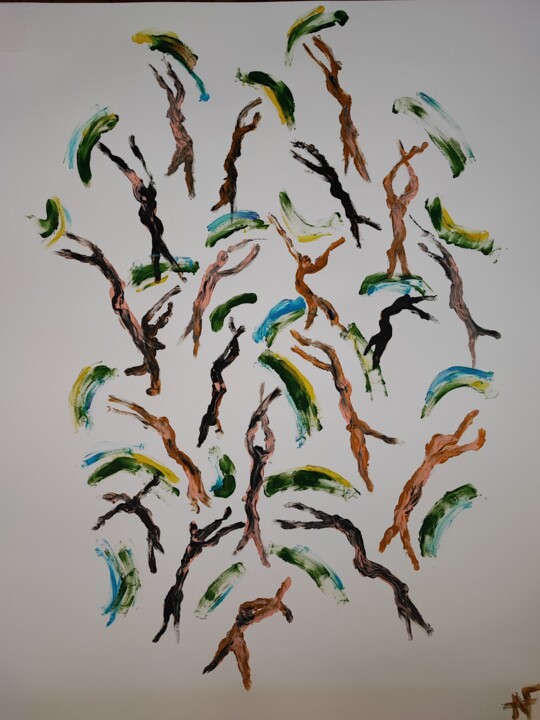 Peinture intitulée "Forêt foule" par Aurelie Foglia, Œuvre d'art originale, Acrylique Monté sur Carton