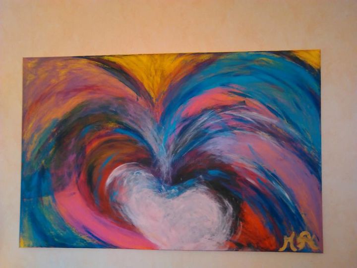 Painting titled "le-coeur-de-l-amour." by Serenity, Original Artwork, Acrylic