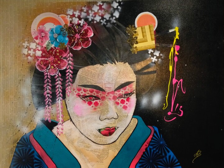 Peinture intitulée "Geisha" par Aurélie Bourguignon/Art'Nb, Œuvre d'art originale, Acrylique