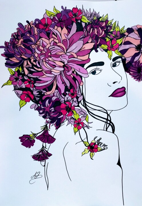 제목이 "Exotisme sensuel"인 그림 Aurélie Bourguignon/Art'Nb로, 원작, 마커
