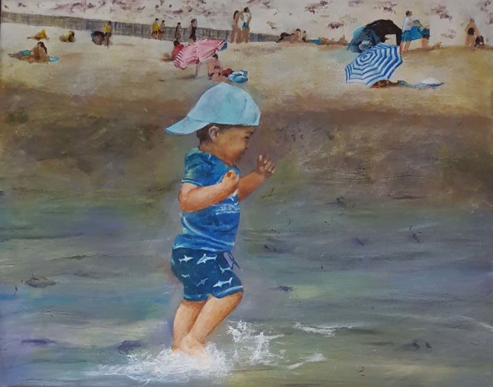 Peinture intitulée "vacances à la plage" par Aurélie Dejoie, Œuvre d'art originale, Acrylique