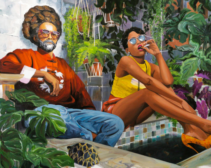 Peinture intitulée "Ti bassin la fré" par Aurélie Quentin, Œuvre d'art originale, Huile Monté sur Châssis