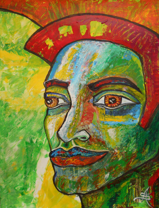 Peinture intitulée "Le Guerrier" par Aurélie Sarrazin, Œuvre d'art originale, Acrylique