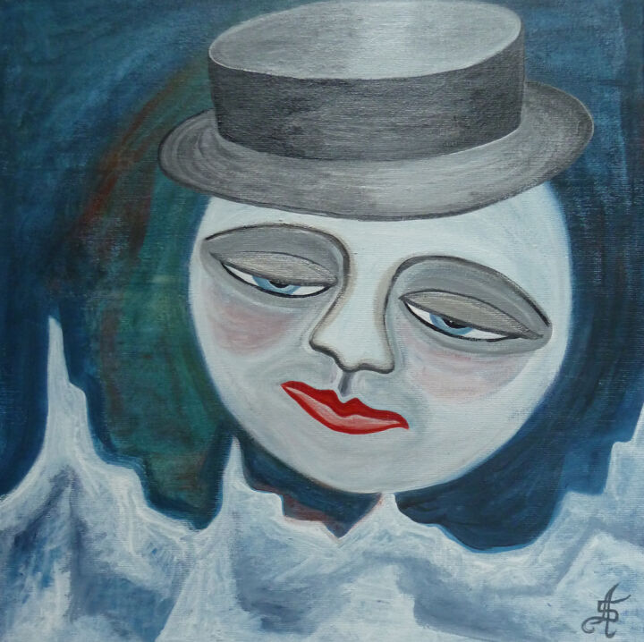 Painting titled "Révérence à la lune" by Aurélie Sarrazin, Original Artwork, Pigments