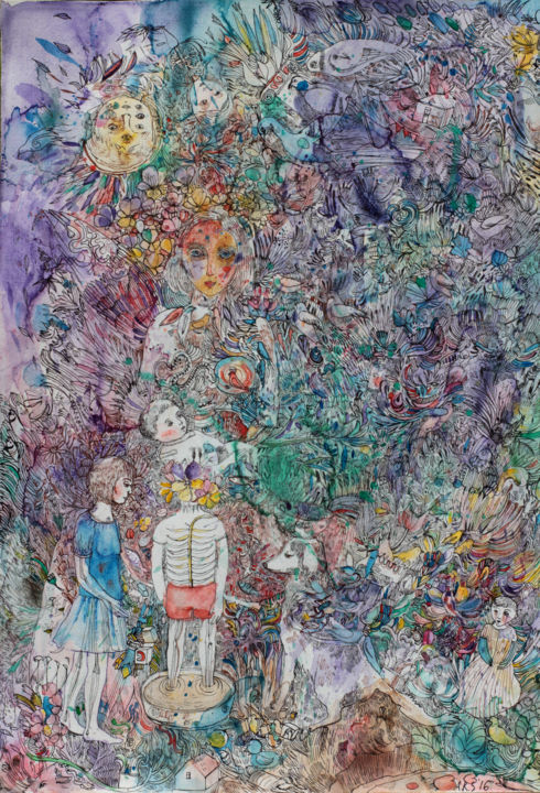 Картина под названием "Your way" - Aurelija Kairyte-Smolianskiene, Подлинное произведение искусства, Чернила