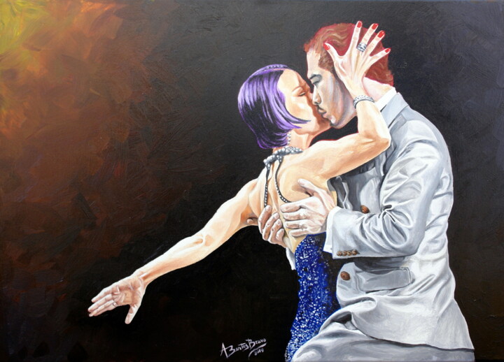 Ζωγραφική με τίτλο "Tango II" από Aurelio Bentes Bravo, Αυθεντικά έργα τέχνης, Λάδι