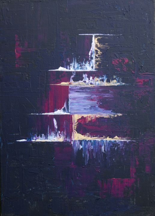 Painting titled "Purple" by Auriane Phillippon, Original Artwork, Acrylic Mounted on Wood Stretcher frame