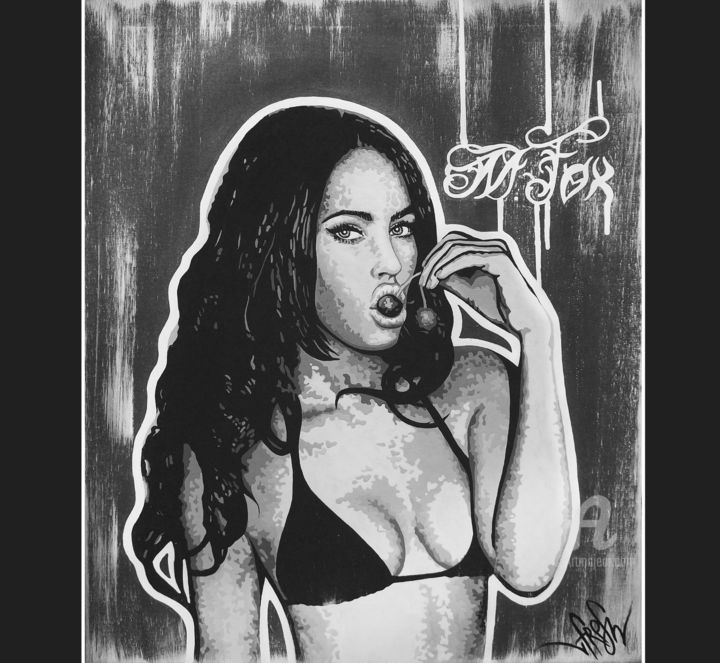 Картина под названием "Megan Fox" - Natalia Papanova, Подлинное произведение искусства, Акрил