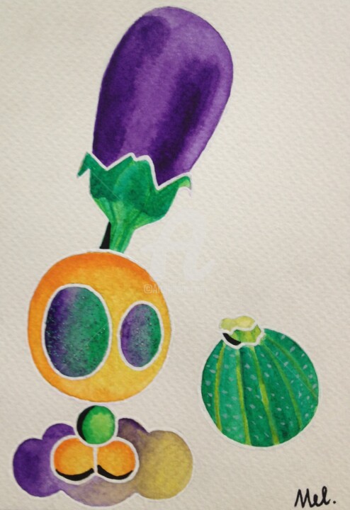 Dessin intitulée "Odd local, Eggplant…" par Aurorae, Œuvre d'art originale, Autre