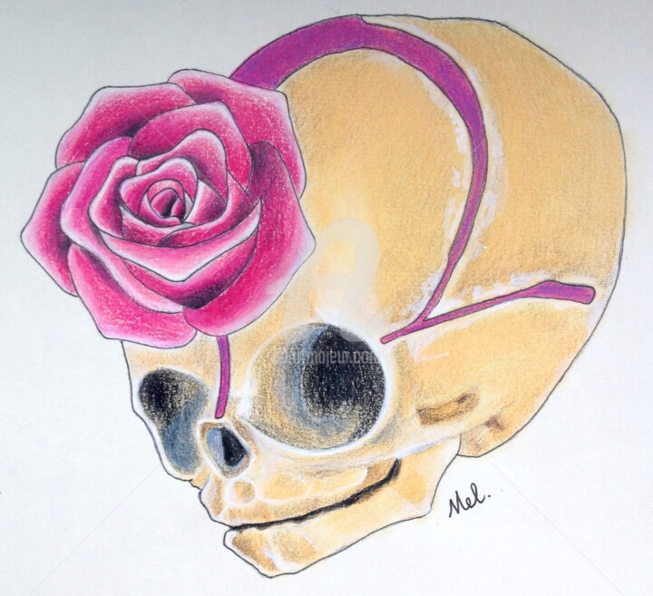 Desenho intitulada "Skull Head" por Aurorae, Obras de arte originais, Lápis
