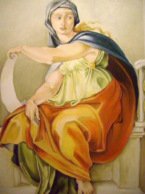 Malerei mit dem Titel ""Orakel von Delphi"…" von Aurora Lunic, Original-Kunstwerk, Öl