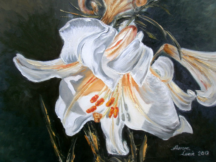 Картина под названием "Imperial Lily I" - Aurora Lunic, Подлинное произведение искусства