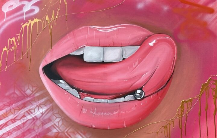Peinture intitulée "Les lèvres sensuel" par Aurore Caubet, Œuvre d'art originale, Acrylique Monté sur Châssis en bois