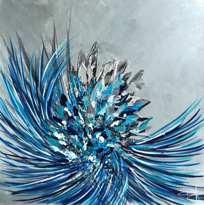 Painting titled "Rêve bleu 50x50 acr…" by Aurore Franc, Original Artwork, Acrylic