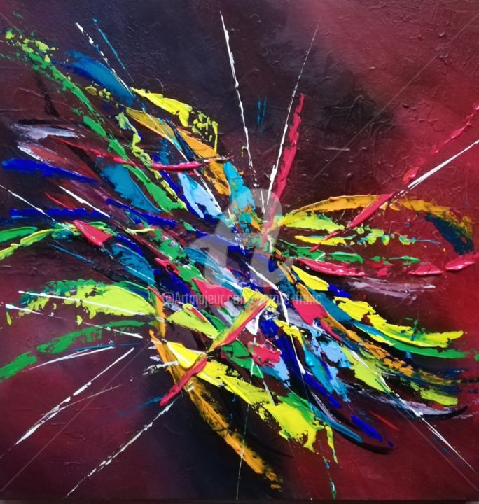 Malerei mit dem Titel "Explosion d'élixir" von Aurore Franc, Original-Kunstwerk, Acryl