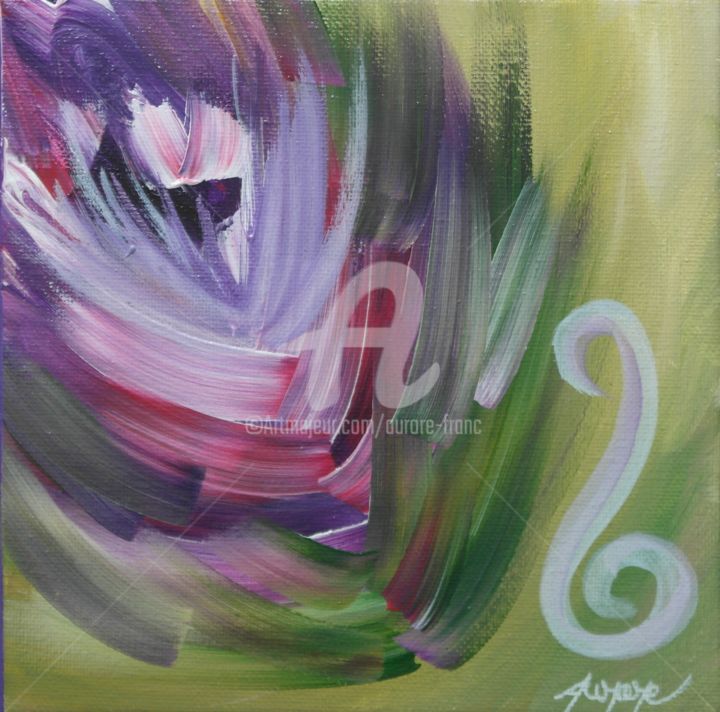 Painting titled "Lotus  20x20  acryl…" by Aurore Franc, Original Artwork, Acrylic