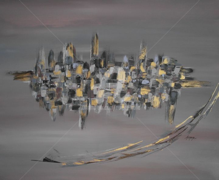 Peinture intitulée "La cité d'or et d'a…" par Aurore Franc, Œuvre d'art originale, Acrylique