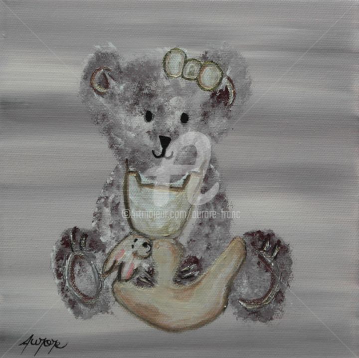 Painting titled "ourson" by Aurore Franc, Original Artwork, Acrylic