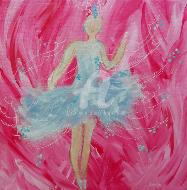 Peinture intitulée "Tutu bleu  30x30" par Aurore Franc, Œuvre d'art originale, Acrylique