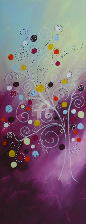 Peinture intitulée "Arbre a confettis…" par Aurore Franc, Œuvre d'art originale, Acrylique