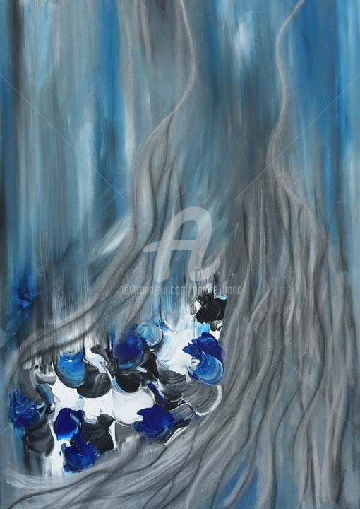 Painting titled "Le Bleu Flamenco !!…" by Aurore Franc, Original Artwork, Acrylic