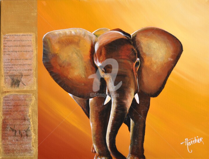 Painting titled "l-elephant.jpg" by Aurore Larcher, Original Artwork