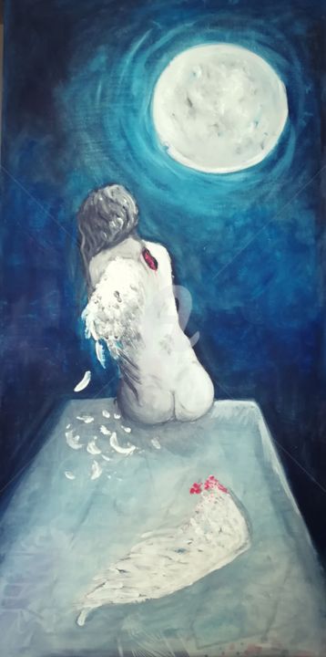 Картина под названием "Fallen angel" - Aurore Sylvestre, Подлинное произведение искусства, Масло