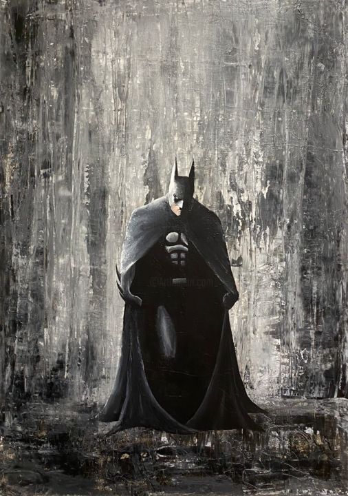 Painting titled "Batman" by Aurore Terrier, Original Artwork, Acrylic
