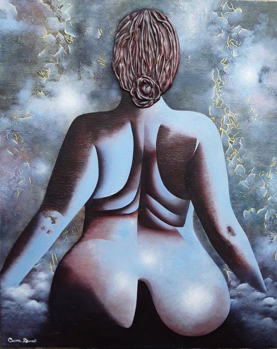 Картина под названием "Féminin Sacré (1)" - Aurore Bonnet, Подлинное произведение искусства, Масло