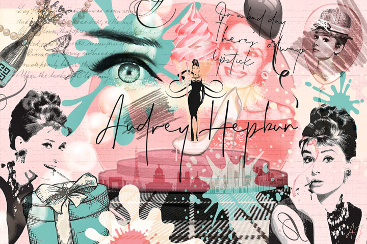 Digitale Kunst mit dem Titel "Mrs Hepburn" von Aurore Joly, Original-Kunstwerk, Digitale Malerei