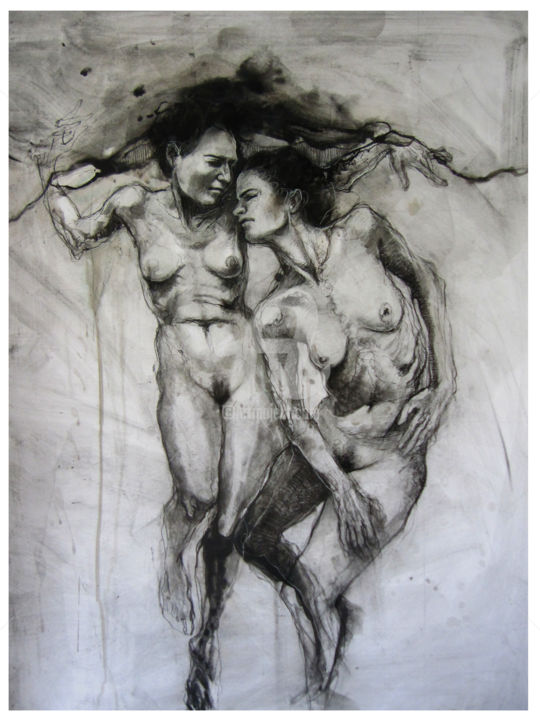 Картина под названием "duo de femmes" - Aurore Lephilipponnat, Подлинное произведение искусства, Акрил