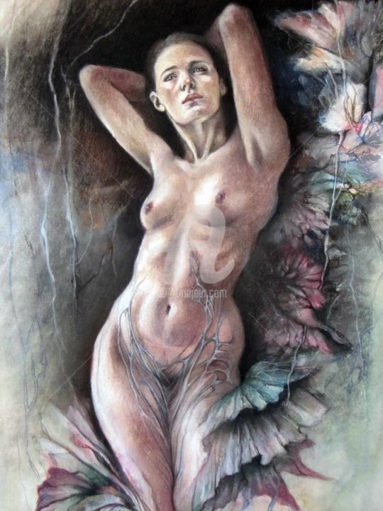 Картина под названием "femme au masque" - Aurore Lephilipponnat, Подлинное произведение искусства, Акрил