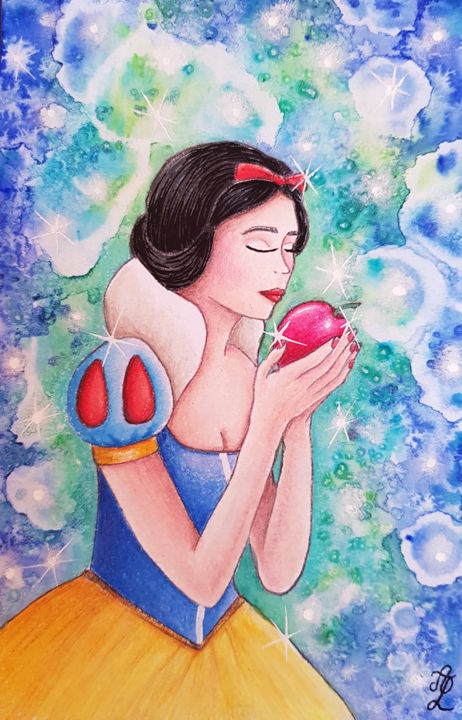 Painting titled "Blanche Neige" by Aurore Loallyn, Original Artwork, Other