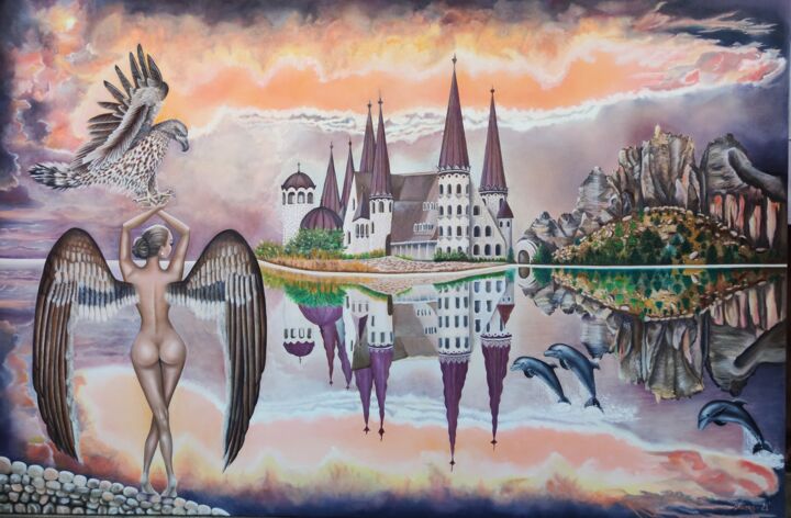 Schilderij getiteld "Spirit of Earth" door Ausra Manamangas, Origineel Kunstwerk, Olie Gemonteerd op Houten paneel