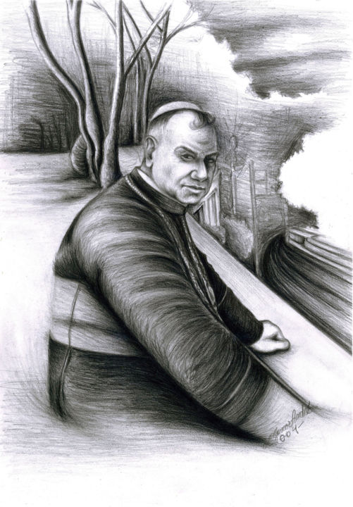 「A visão de um bispo」というタイトルの描画 Dimarco.Artによって, オリジナルのアートワーク, 鉛筆