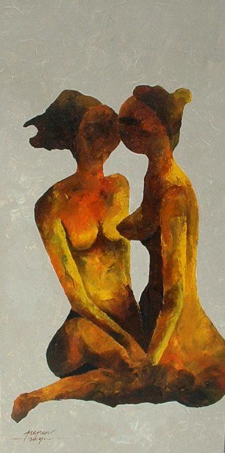 Painting titled "Lesbians" by Autres Artistes, Original Artwork, Oil