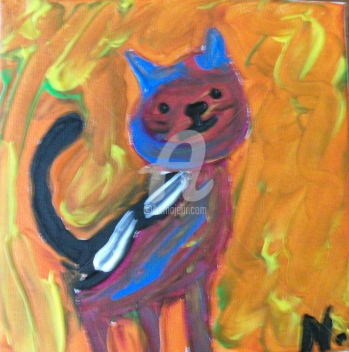 Malerei mit dem Titel ""CHAT-PITRE"" von Little Blue Soul, Original-Kunstwerk