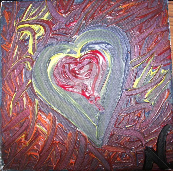 Schilderij getiteld ""ORGANIC HEART"" door Little Blue Soul, Origineel Kunstwerk, Acryl