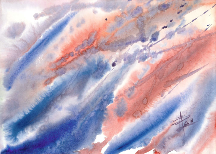 Painting titled "Движение холодом" by Антон Ваганов, Original Art, Watercolor