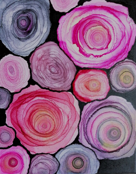 Painting titled "Tea rose" by Natalia Chaikovskaia, Original Artwork, Ink