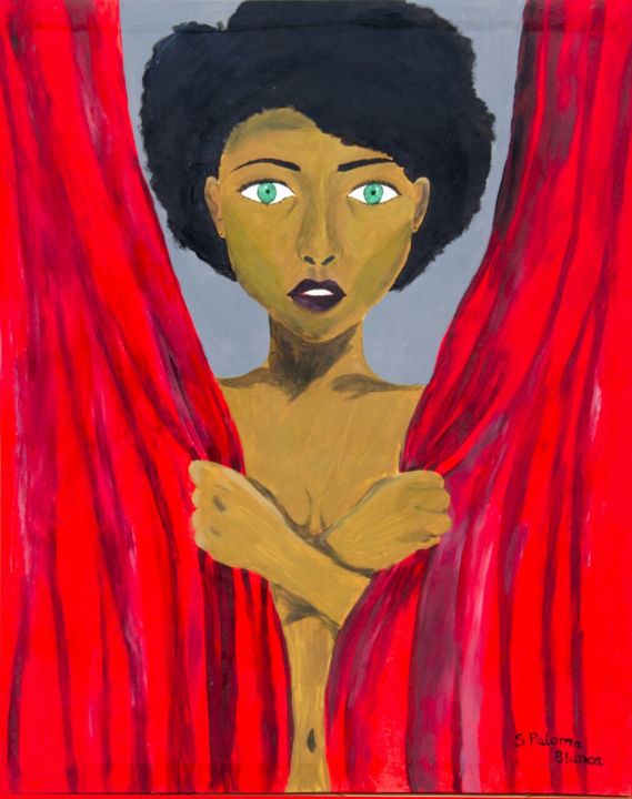 Painting titled "Femme noire aux yeu…" by Paloma Blanca, Original Artwork