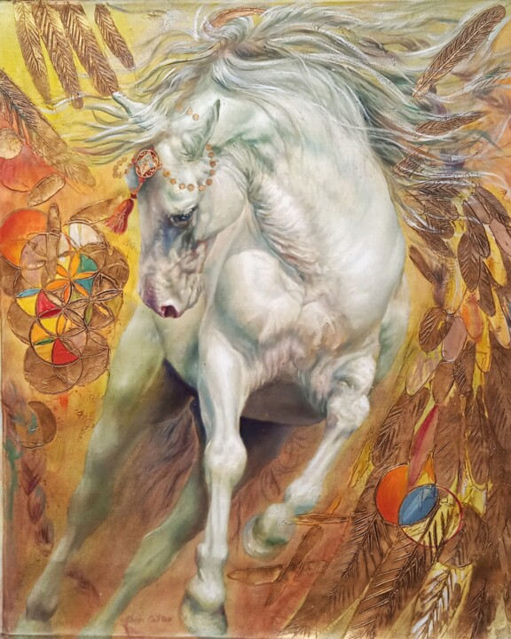 Painting titled "PEGASUS HORSE II" by Avanstro, Original Artwork, Oil